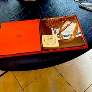 Hermes Luxurious Brown and Blue Rope Scarf